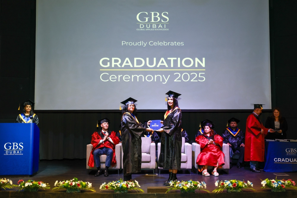 Graduation certificate presentation on stage